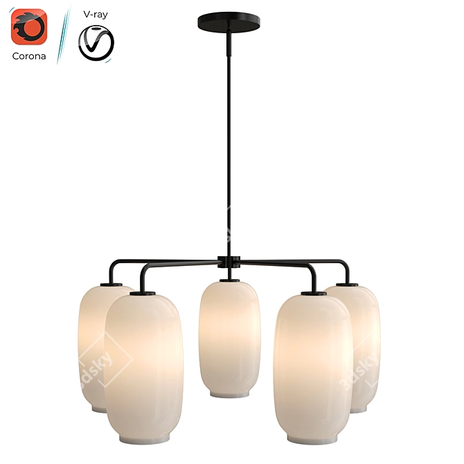 Pebble Glass Chandelier: Milky Illumination 3D model image 1