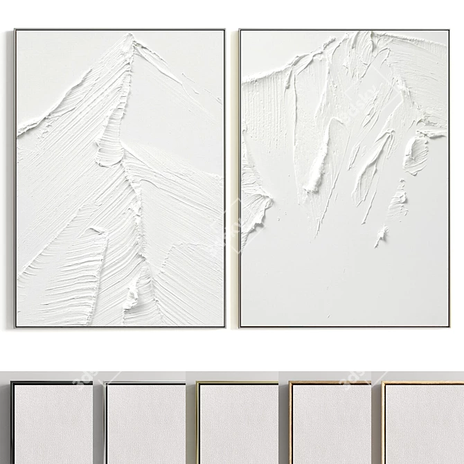 Plaster Frame Duo: Stylish Interior Art 3D model image 1