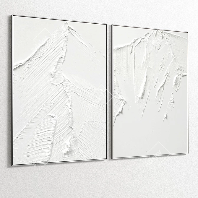 Plaster Frame Duo: Stylish Interior Art 3D model image 4