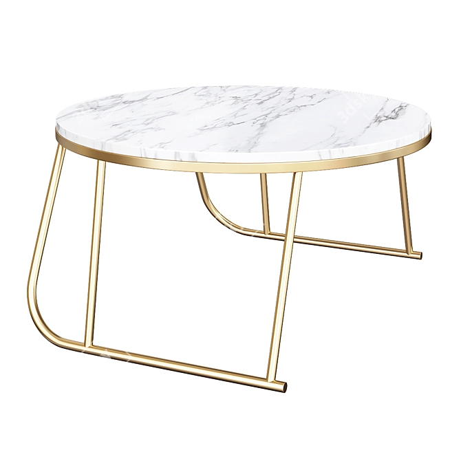 Stone-Top Coffee Table: White & Modern 3D model image 1