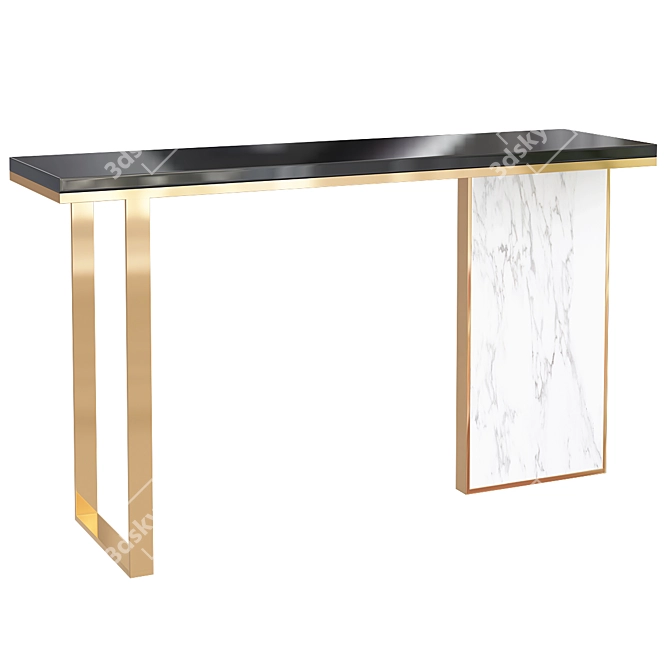 Modern Wood Top Console Table 3D model image 1