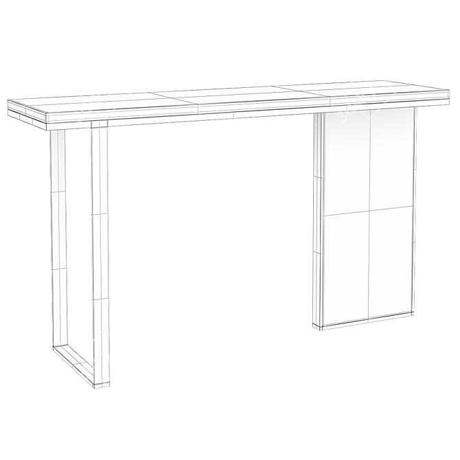 Modern Wood Top Console Table 3D model image 2