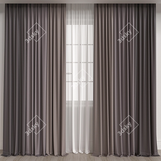 Elegant Curtain: Vray & Corona | 56,942 Polys 3D model image 1
