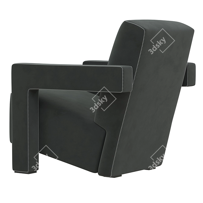 Utrecht Velvet Lounge Chair 3D model image 2