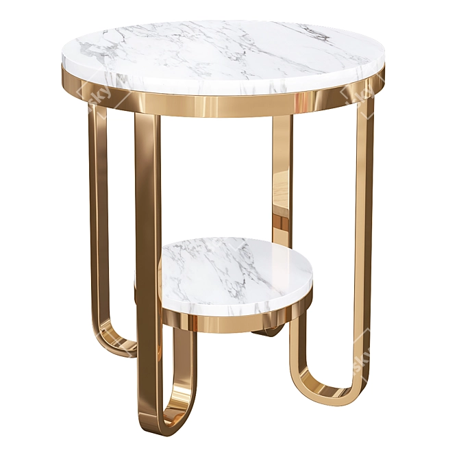 Sleek White Faux Marble End Table 3D model image 1