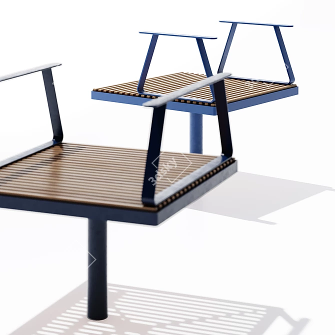 Eco-Friendly Woodpixel Park Benches 3D model image 4