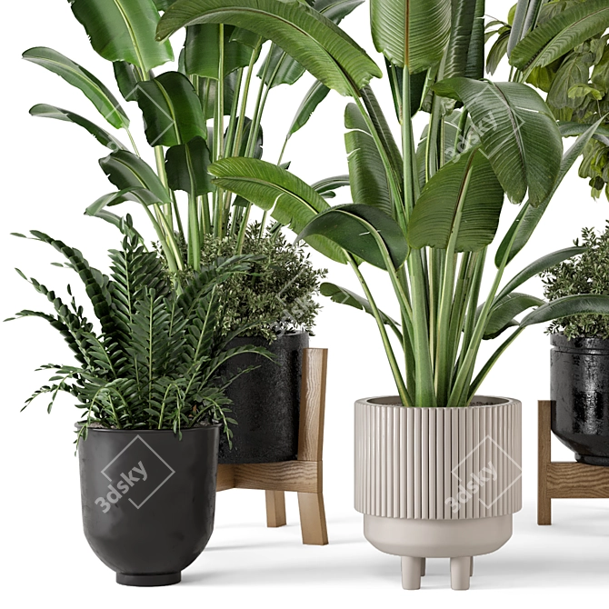 Rusty Concrete Pot Set: Indoor Plants 3D model image 2