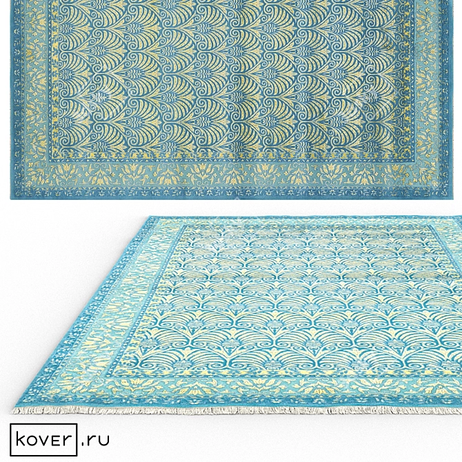 Art de Vivre: KING OF AGRA-NO45 Floral Wool Rug 3D model image 1