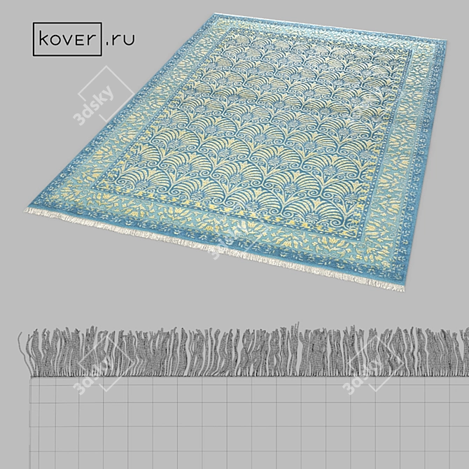 Art de Vivre: KING OF AGRA-NO45 Floral Wool Rug 3D model image 2