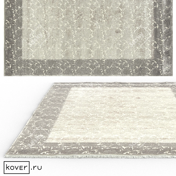 Royal Agra Bloom: Luxurious Wool & Silk Carpet 3D model image 1