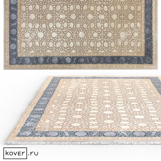 King of Agra: Art de Vivre - Exquisite Floral Wool and Silk Carpet 3D model image 1