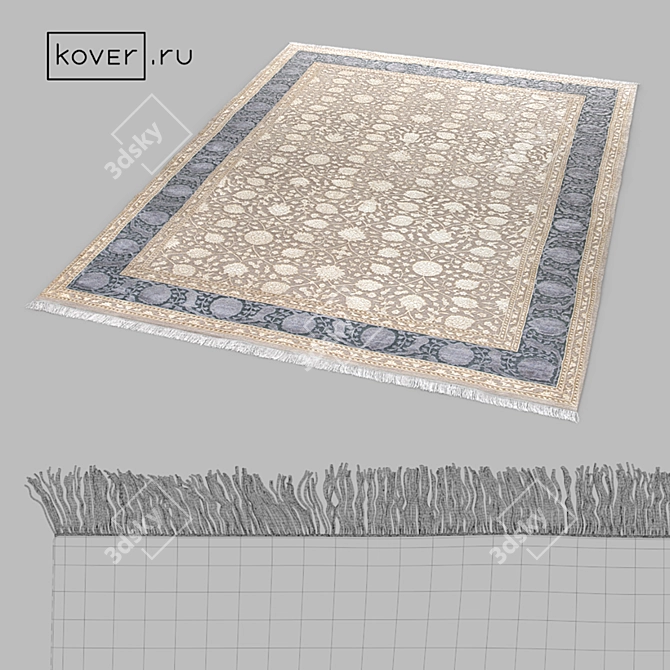 King of Agra: Art de Vivre - Exquisite Floral Wool and Silk Carpet 3D model image 2