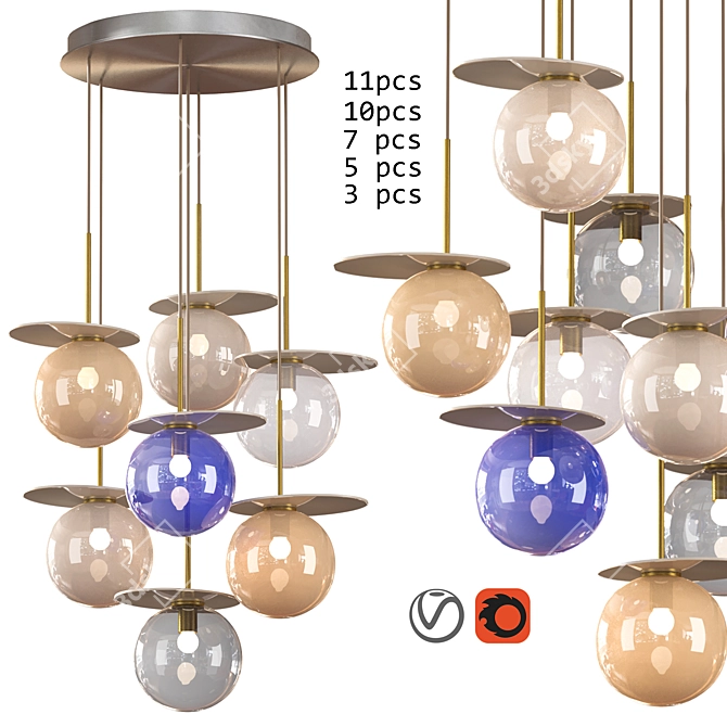 Modern Vray & Corona Pendant Lamp 3D model image 8