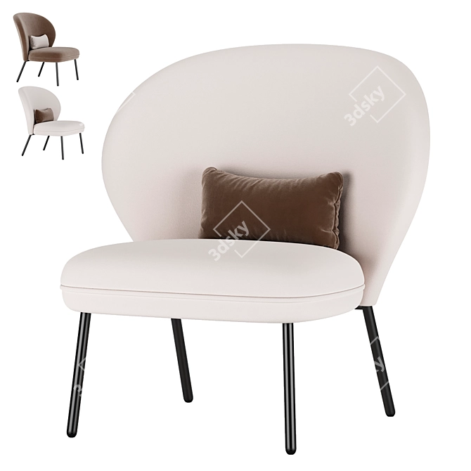 Ventall Armchair: Sleek and Stylish Seating Solution 3D model image 2