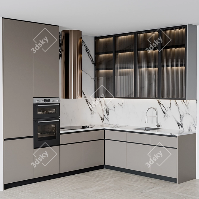 Modern Kitchen Unit - Easily Customizable & Stylish 3D model image 1