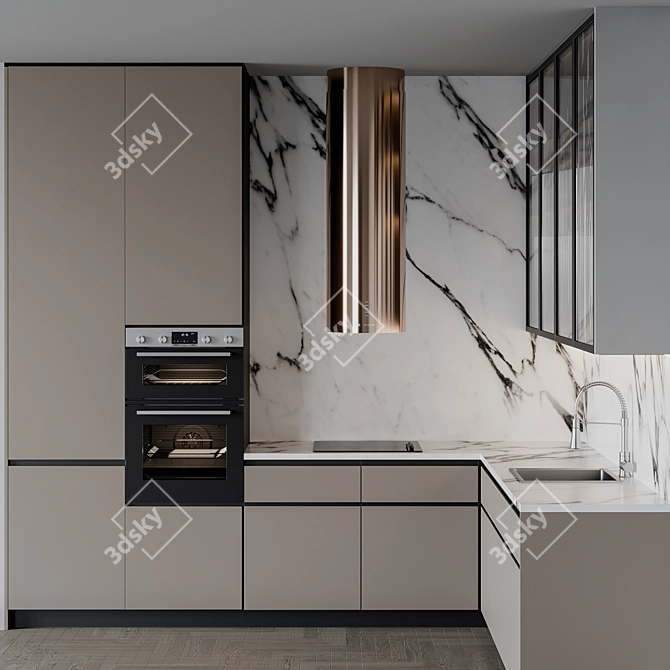 Modern Kitchen Unit - Easily Customizable & Stylish 3D model image 3