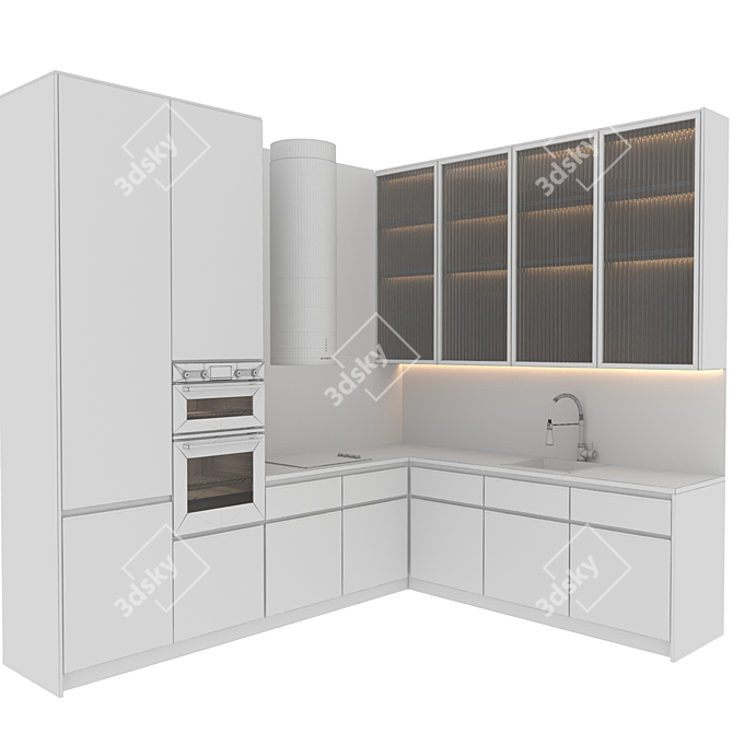 Modern Kitchen Unit - Easily Customizable & Stylish 3D model image 7