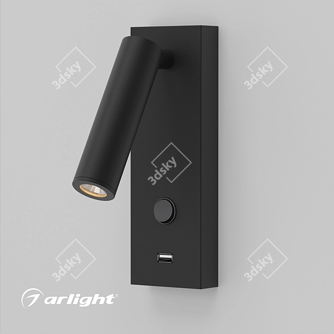 Narrow Beam Wall Spotlight with USB Charging Port 3D model image 1