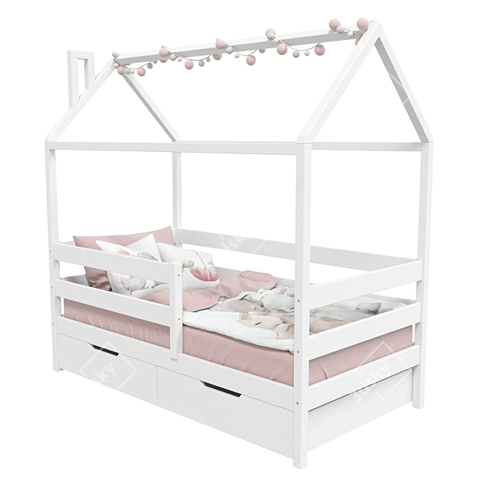 Eco-Pink Textile Bedhouse 3D model image 1