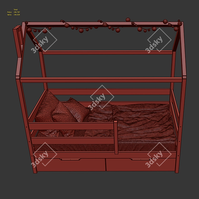 Eco-Pink Textile Bedhouse 3D model image 4