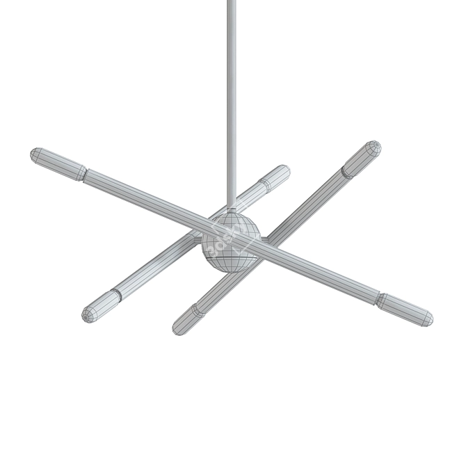 Sleek Sputnik Linear Chandelier 3D model image 2