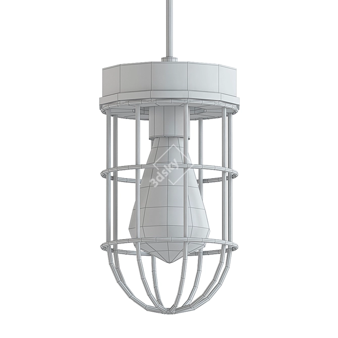 Vintage Black Barn Hanging Lamp 3D model image 2