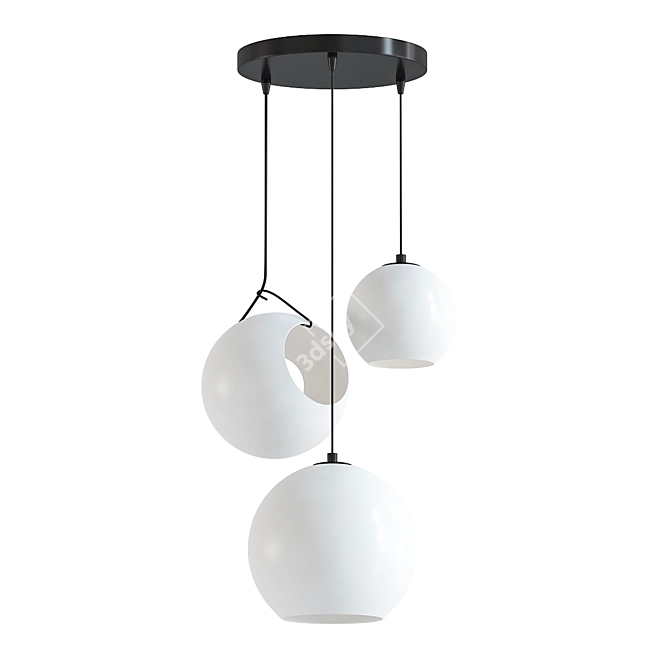 Orb 3-Light Glass Pendant 3D model image 1