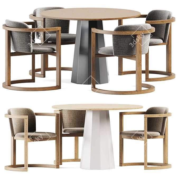 Elegant Dix Table & Stir Chair 3D model image 1