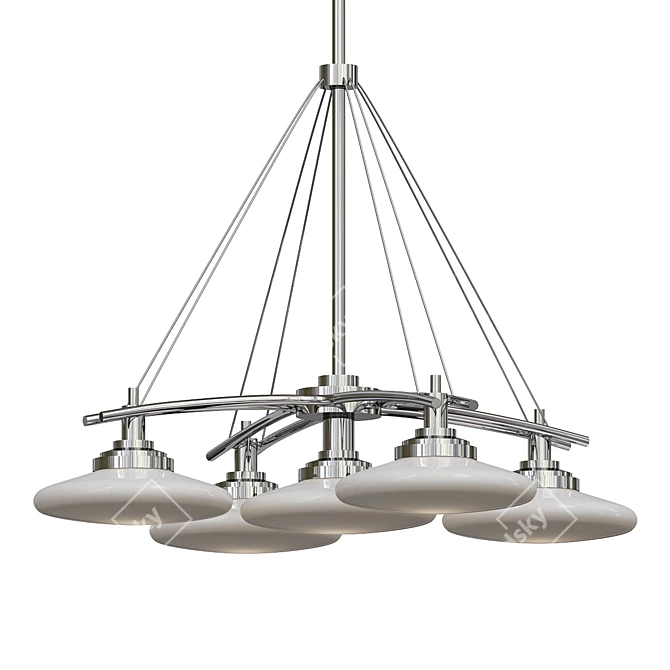 Sleek Brushed Nickel Halogen Chandelier 3D model image 1