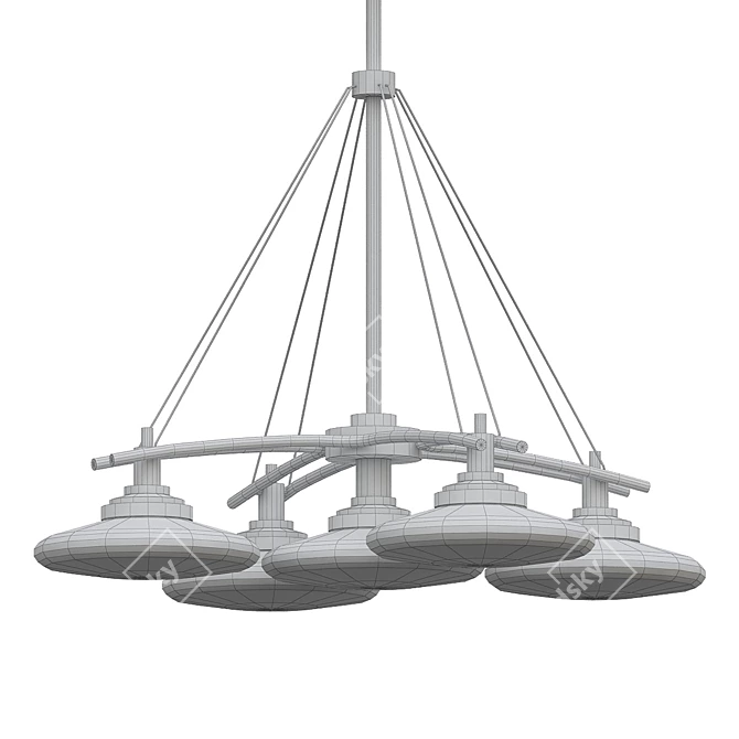 Sleek Brushed Nickel Halogen Chandelier 3D model image 2