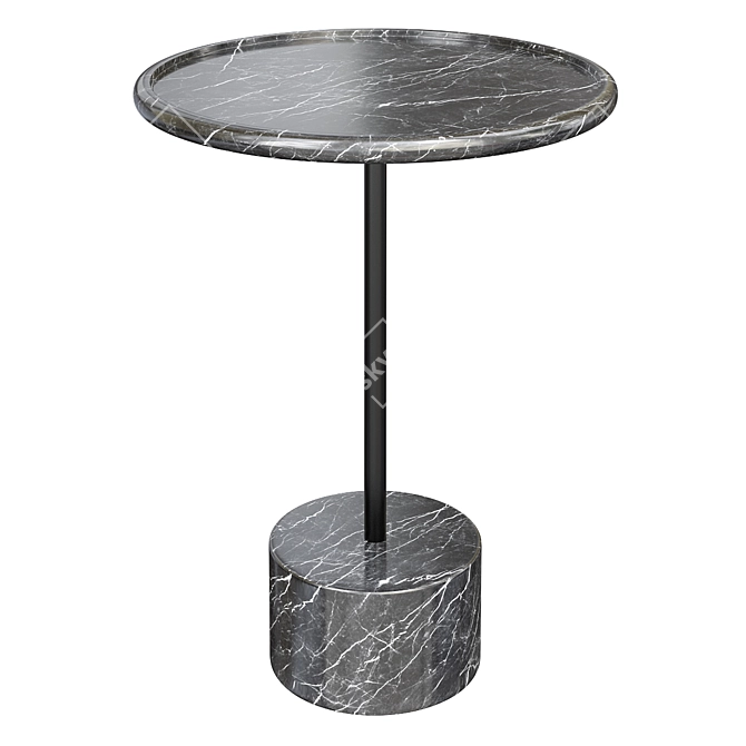 Sleek Marble End Table in Black & White 3D model image 1
