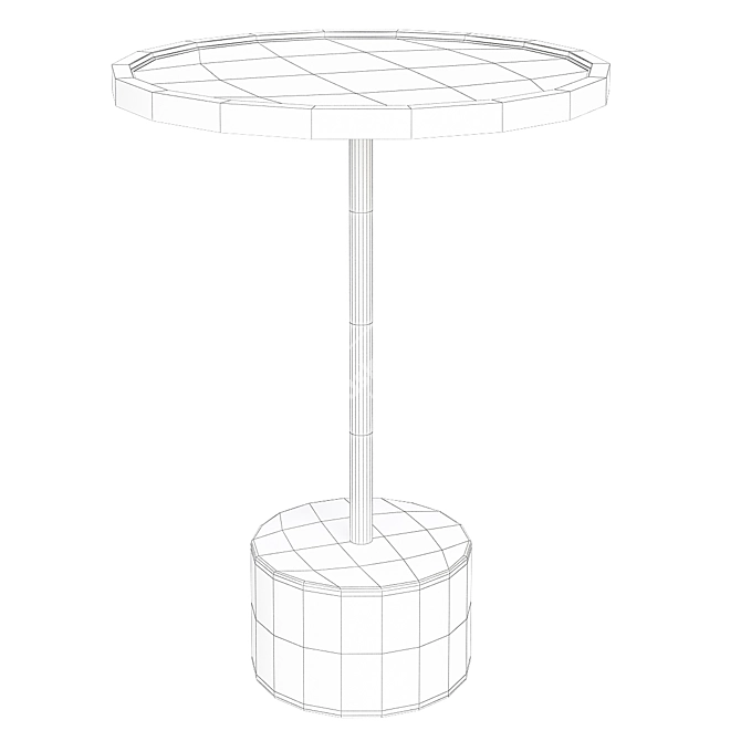 Sleek Marble End Table in Black & White 3D model image 2