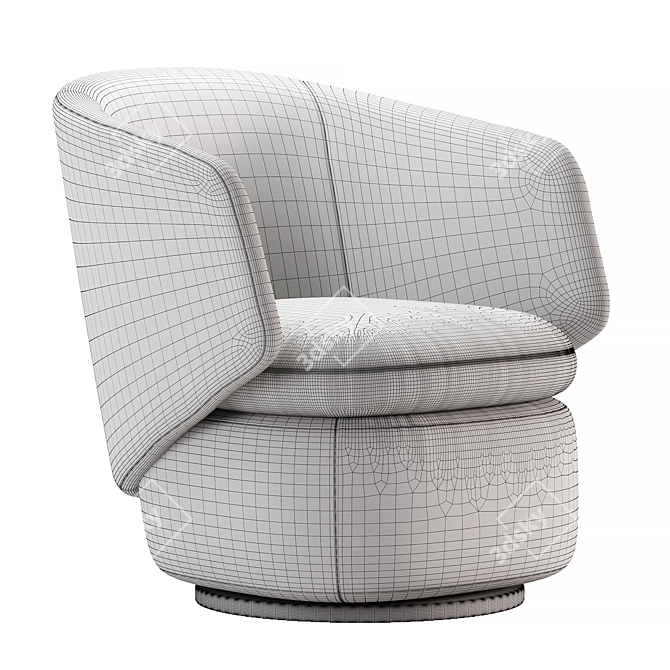 Elegant Crescent Swivel Armchair 3D model image 2
