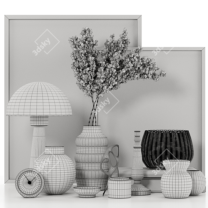 9-Piece Decorative Plant Set 3D model image 3