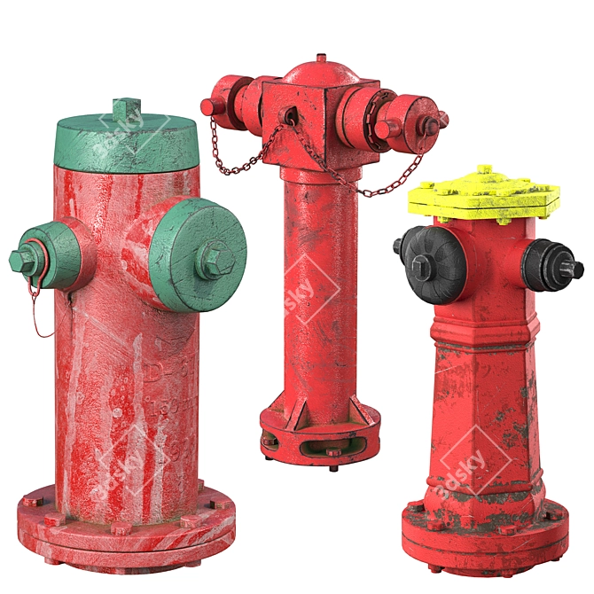 Urban Hydrant Collection: High Detail, 3 Models 3D model image 1