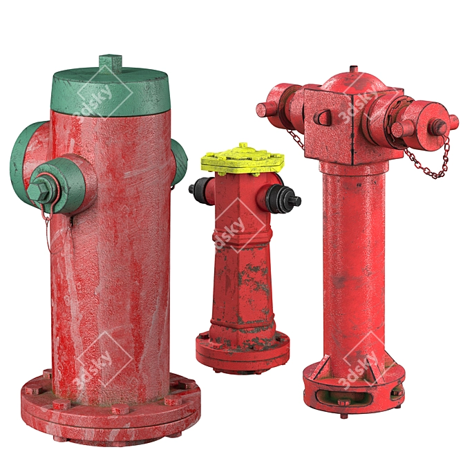 Urban Hydrant Collection: High Detail, 3 Models 3D model image 2