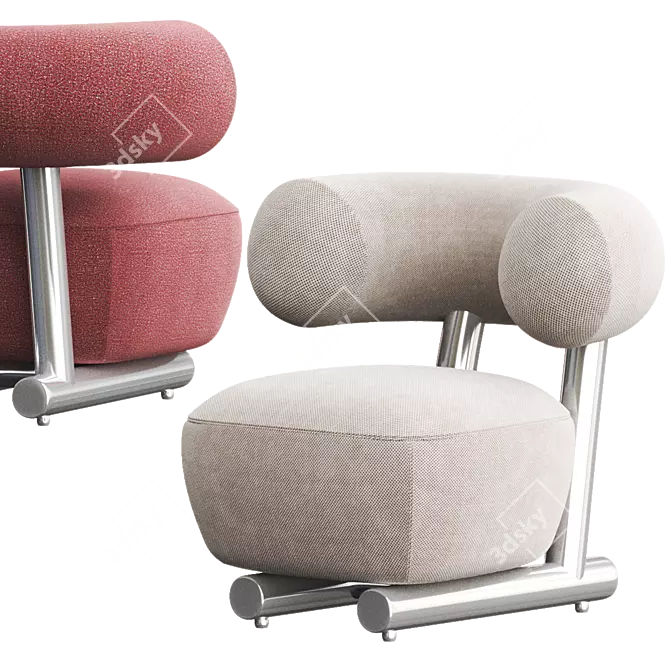 Sleek PIPE Armchair by Moroso 3D model image 4