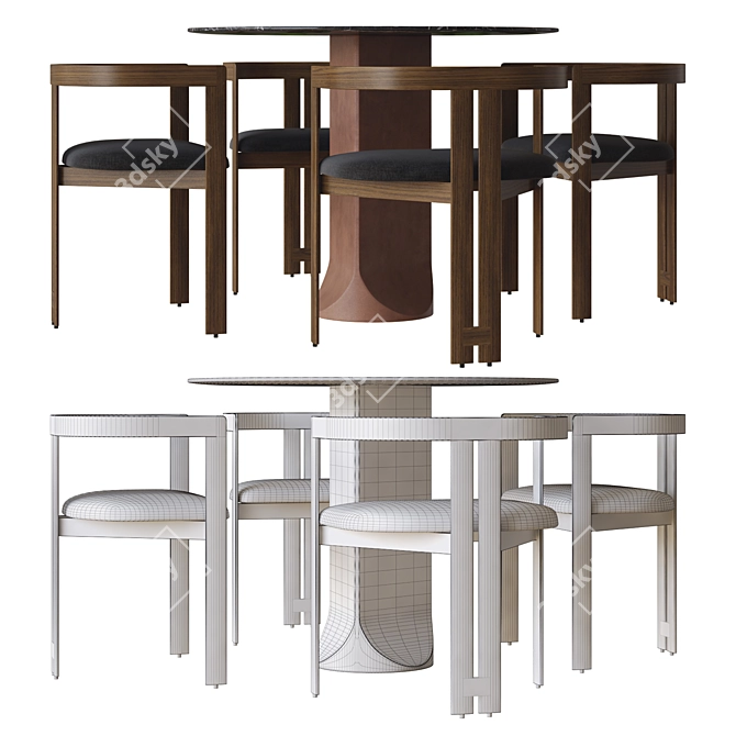 Elegant Pigreco Chair & Togrul Table: Tacchini's Finest 3D model image 3