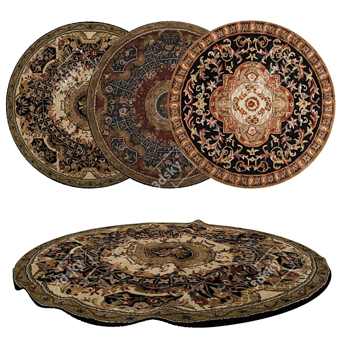 Versatile Round Rugs Set 3D model image 1