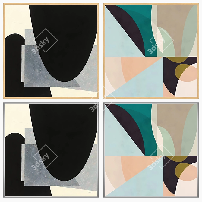 Abstract Art Set with Multiple Frame Options 3D model image 3