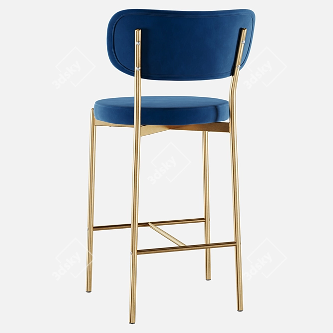 Velvet Gold Leg Chair & Bar Stool 3D model image 5