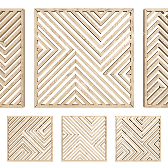Modern Geometric Wood Wall Art 3D model image 1