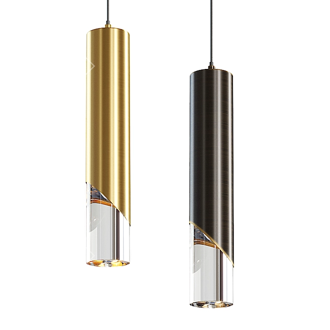 Elegant Brass Pendant Light: Lampatron TEX B 3D model image 1