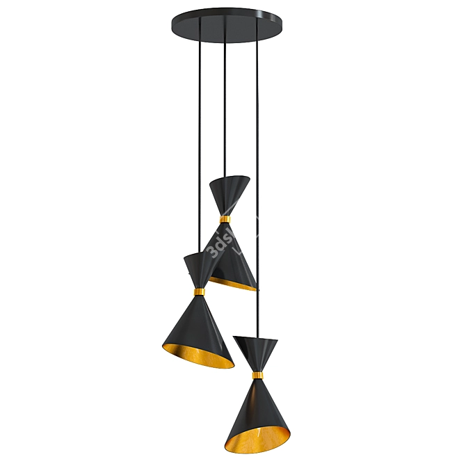 Sleek Black Gold Loft Pendant 3D model image 1