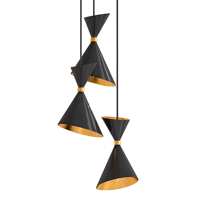 Sleek Black Gold Loft Pendant 3D model image 3