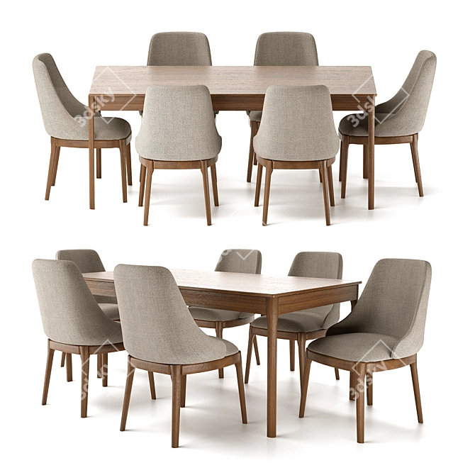 Modern Lounge Dining Set: Table & Fasmino Chairs 3D model image 1