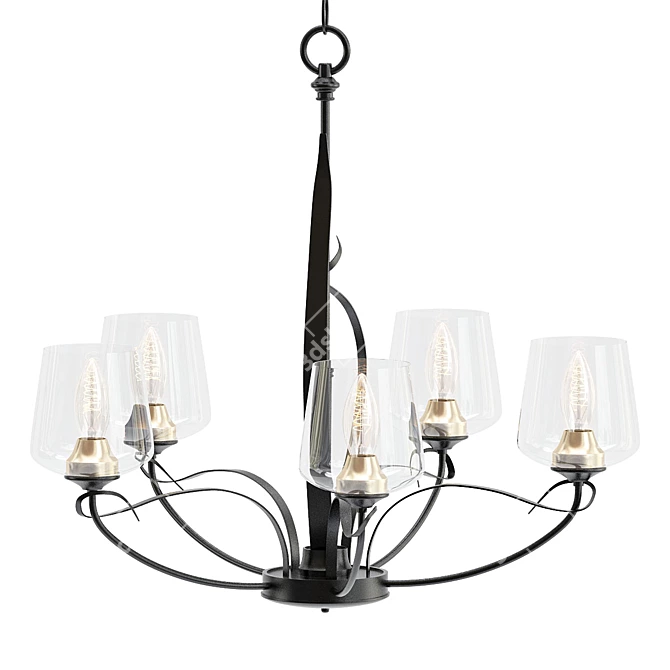 Elegant Flora 5 Arm Chandelier 3D model image 1