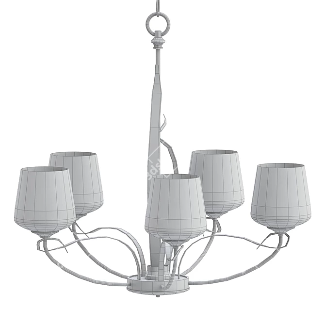 Elegant Flora 5 Arm Chandelier 3D model image 2