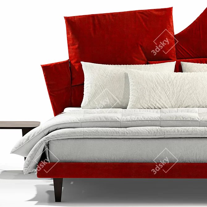 Elegant Fabric Double Bed 3D model image 3