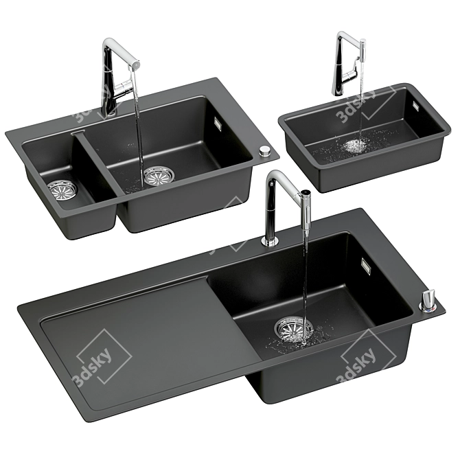 Hansgrohe Kitchen Sink Set: Stylish Taps & Functional Design 3D model image 3